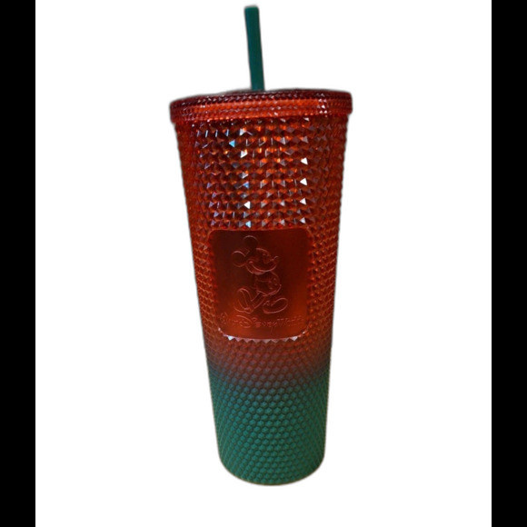 Disney World Starbucks 2022 Christmas Holiday Red Green Studded Plastic Tumbler - Picture 3 of 9